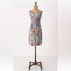 Anthropologie Edme & Esyllte Floral Dress Women’s Sz-6 Watercolor | Lavender EUC